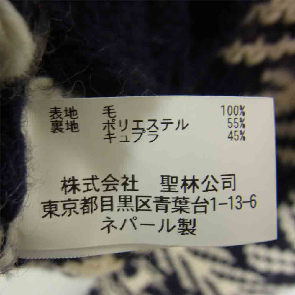 BLUE BLUE ブルーブルー 錨柄 ショールカラー カウチンセーター ネイビー系 M【中古】