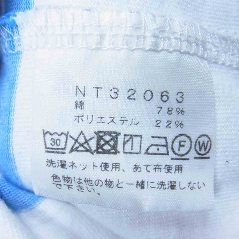 THE NORTH FACE ノースフェイス NT32063 国内正規品 S/S Panel Border Tee 半袖 ボーダーTシャツ 白×青系  XL【中古】