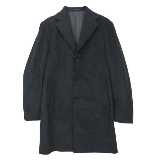 EDIFICE エディフィス カシミア混 ウール チェスター コート グレー ダークグレー系 46【中古】