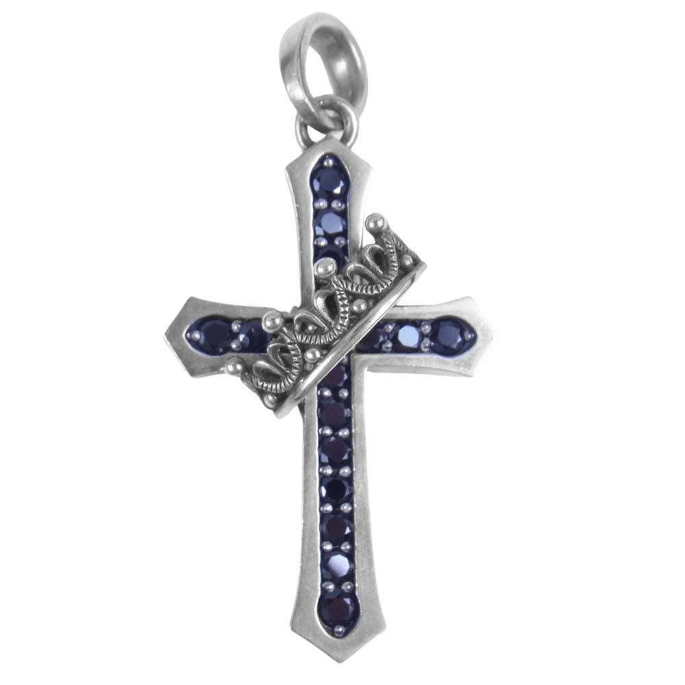 Justin Davis ジャスティンデイビス  SPJ122 CROSS WITH CROWN/STONE クロス クラウン ストーン ペンダント シルバー系【中古】