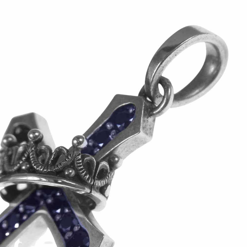 Justin Davis ジャスティンデイビス  SPJ122 CROSS WITH CROWN/STONE クロス クラウン ストーン ペンダント シルバー系【中古】