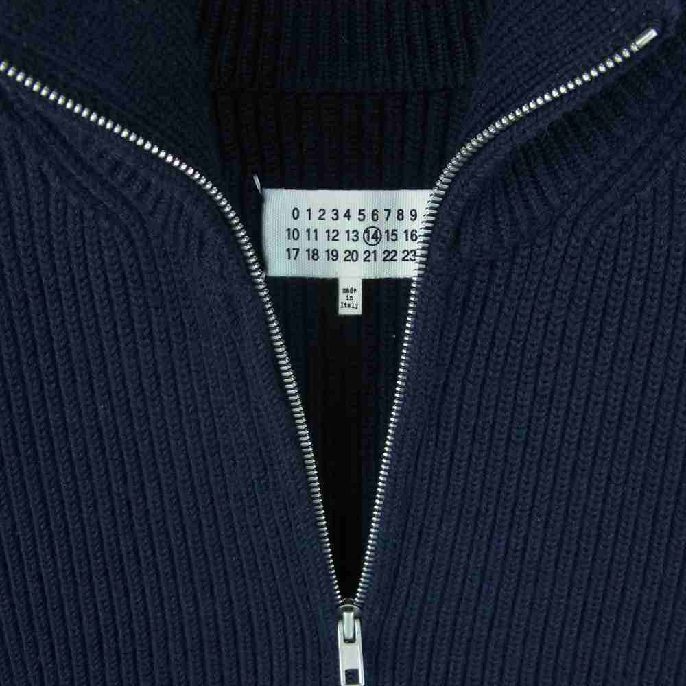 MAISON MARTIN MARGIELA メゾンマルタンマルジェラ S16769 国内正規品 5GG ローゲージ ジップ ドライバーズ ニット ネイビー系 M【中古】