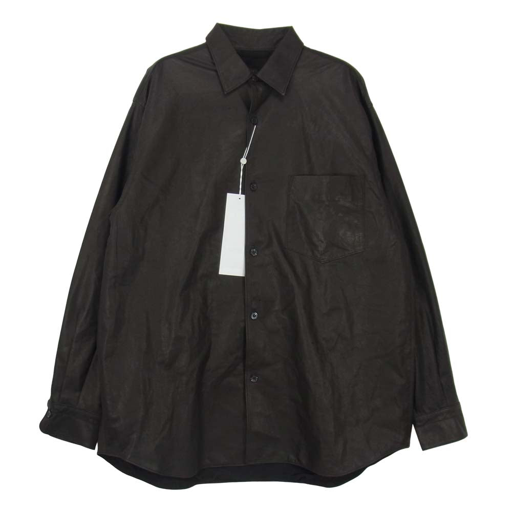 COMOLI コモリ U03-01010 ディアスキン レザー 長袖シャツ ブラック系 2【極上美品】【中古】