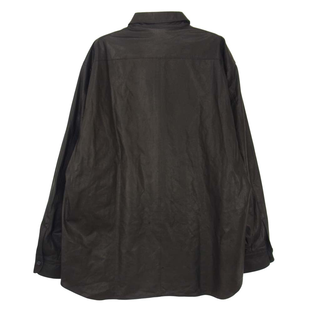 COMOLI コモリ U03-01010 ディアスキン レザー 長袖シャツ ブラック系 2【極上美品】【中古】