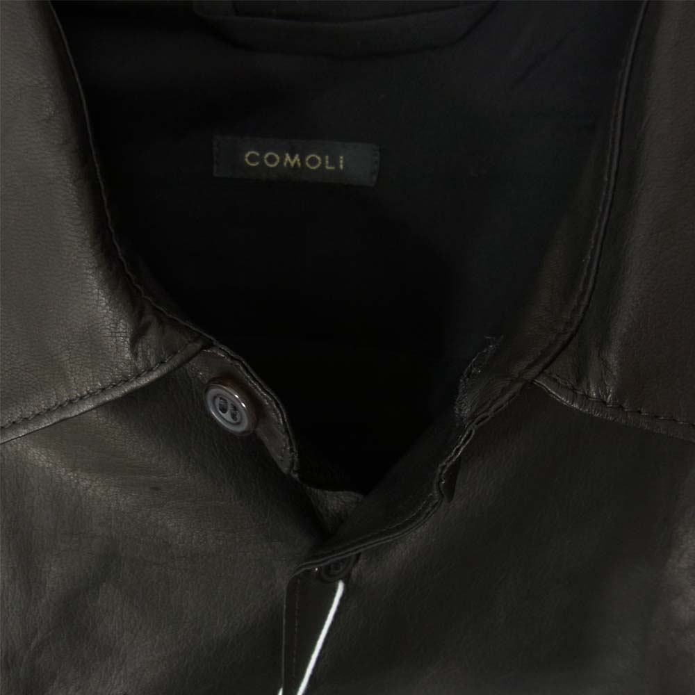 COMOLI コモリ U03-01010 ディアスキン レザー 長袖シャツ ブラック系 2【極上美品】【中古】