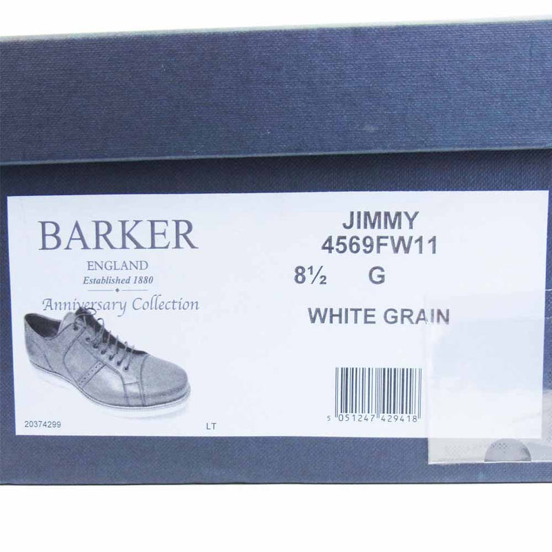 バーカー 4569FW11 JIMMY WHITE GRAIN レザー ローカット シューズ UK8.5 ホワイト系 8.5【極上美品】【中古】