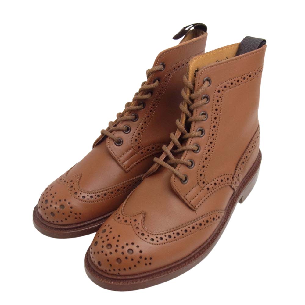 Tricker's トリッカーズ L2508 Malton モールトン カントリーブーツ レザーソール ウィングチップ ブラウン系 UK4【美品】【中古】