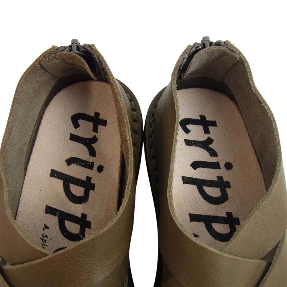 trippen トリッペン PUSH-WAW201 Push smog 編み込みレザーシューズ カーキ系 36【極上美品】【中古】