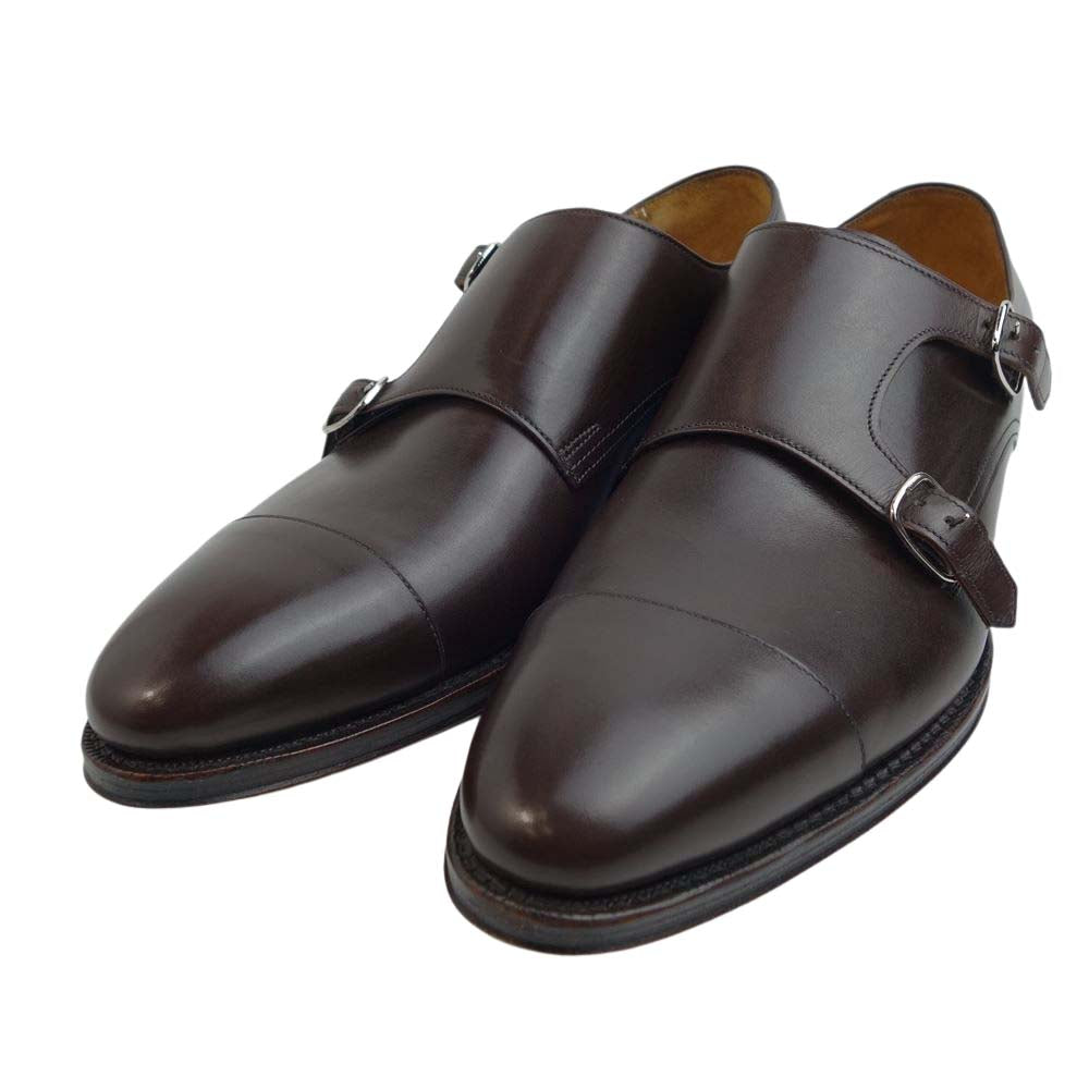 JALAN SRIWIJAYA ジャランスリウァヤ 98374 ダブルモンクストラップ レザーソール ドレスシューズ ダークブラウン UK9 D.BROWN SALF UK9【極上美品】【中古】