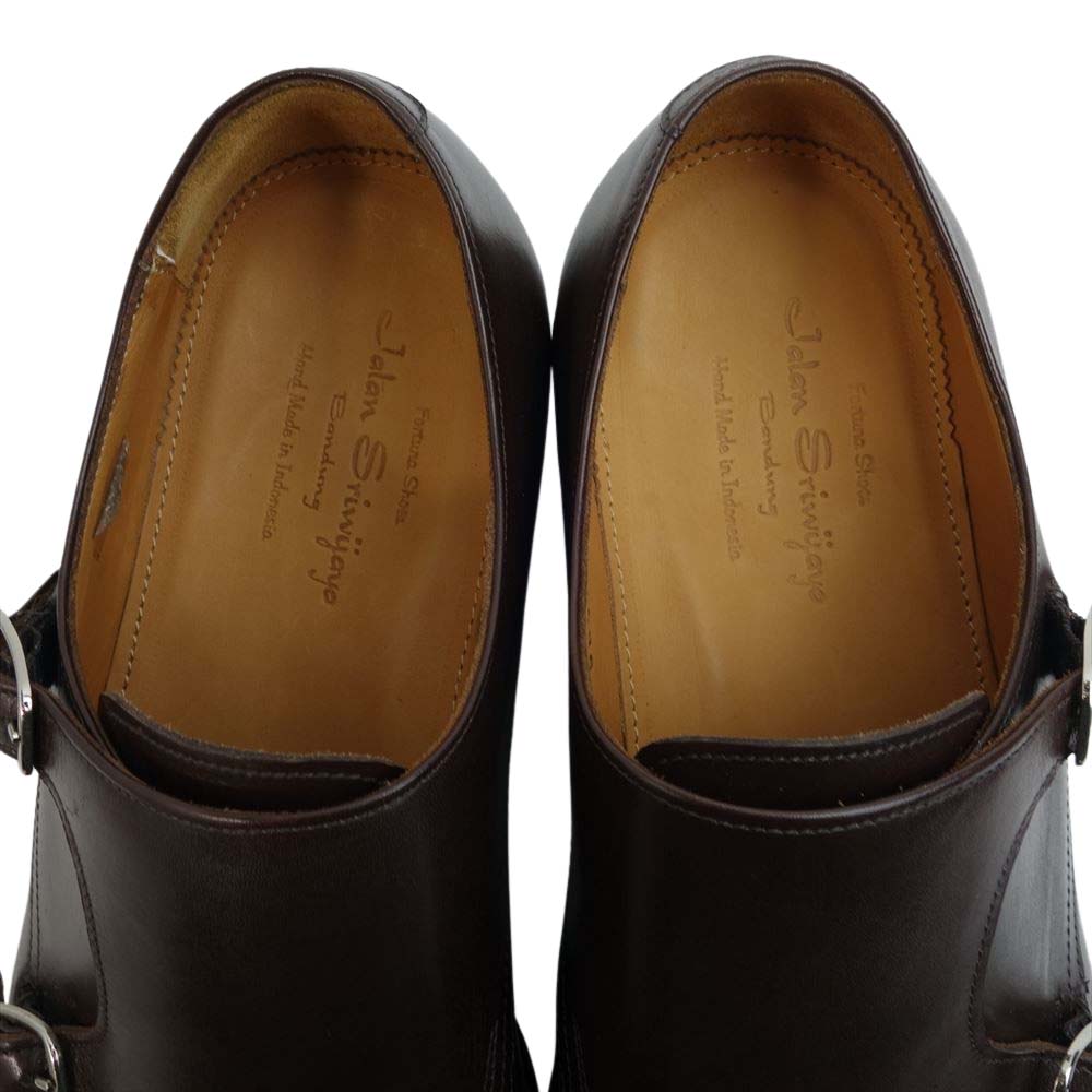 JALAN SRIWIJAYA ジャランスリウァヤ 98374 ダブルモンクストラップ レザーソール ドレスシューズ ダークブラウン UK9 D.BROWN SALF UK9【極上美品】【中古】