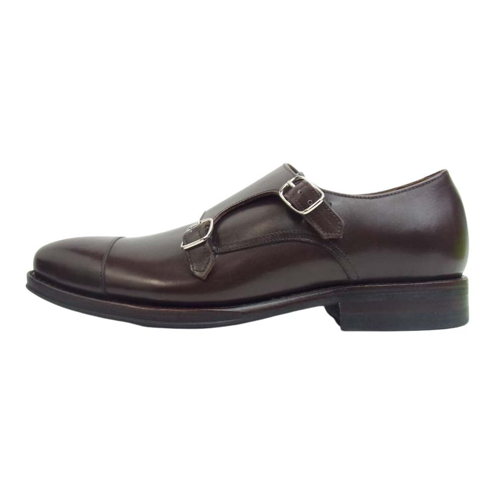 JALAN SRIWIJAYA ジャランスリウァヤ 98374 ダブルモンクストラップ ダイナイトソール ドレスシューズ ダークブラウン UK7 D.BROWN CALF UK7【極上美品】【中古】