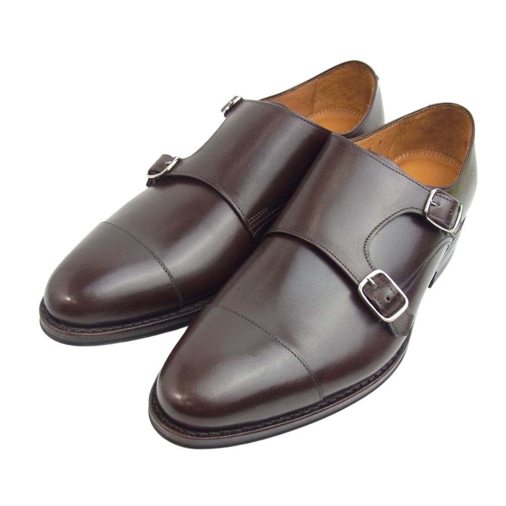 JALAN SRIWIJAYA ジャランスリウァヤ 98374 ダブルモンクストラップ ダイナイトソール ドレスシューズ ダークブラウン UK7 D.BROWN CALF UK7【極上美品】【中古】