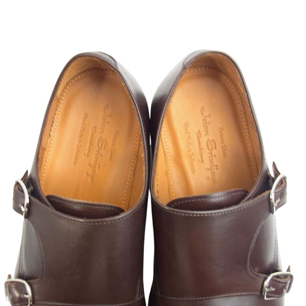 JALAN SRIWIJAYA ジャランスリウァヤ 98374 ダブルモンクストラップ ダイナイトソール ドレスシューズ ダークブラウン UK7 D.BROWN CALF UK7【極上美品】【中古】