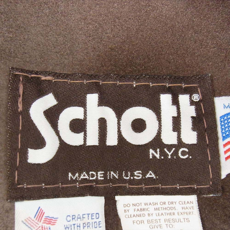 schott ショット USA製 シープスキン ムートン ジャケット ライトブラウン系 40【中古】