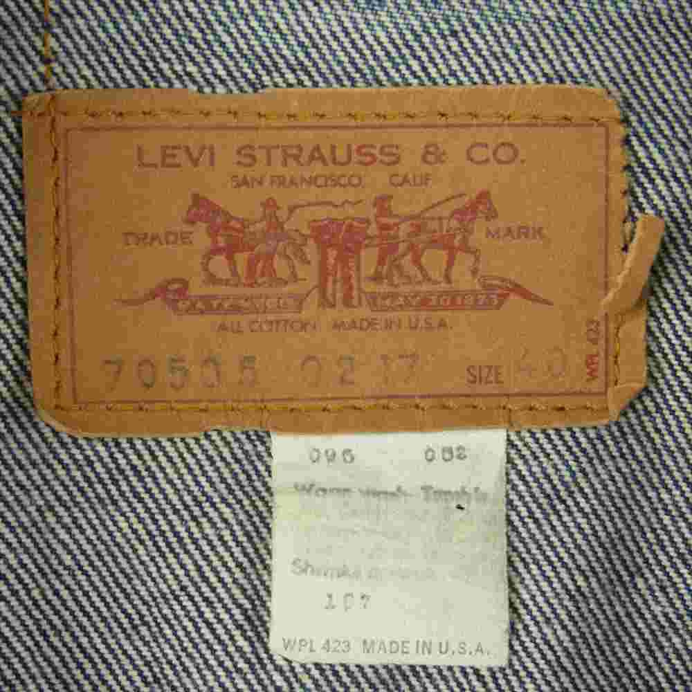 Levi's リーバイス ヴィンテージ 70505 スモール e 刻印52 デニム ジャケット インディゴブルー系 40【中古】