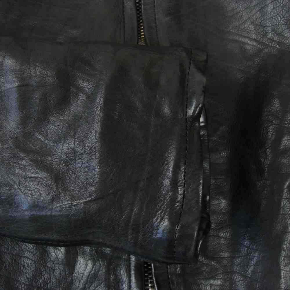 ISAMUKATAYAMA BACKLASH イサムカタヤマバックラッシュ 1498-02 JAPANESE CALF LEATHER JAKET ジャパンカーフ 製品染め 襟付き レザー ライダース ブラック系 2【中古】