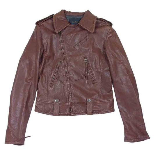 SLANT WISE スラントワイズ シープスキン 羊革 レザー ライダース ジャケット ブラウン系 2【中古】