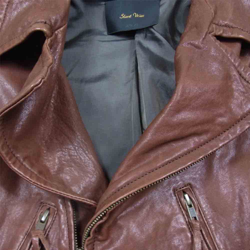 SLANT WISE スラントワイズ シープスキン 羊革 レザー ライダース ジャケット ブラウン系 2【中古】
