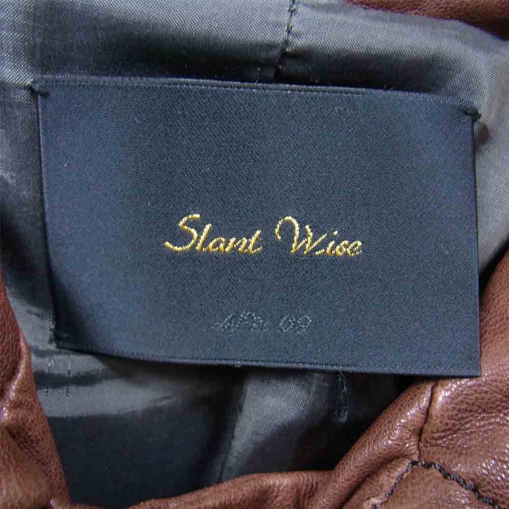 SLANT WISE スラントワイズ シープスキン 羊革 レザー ライダース ジャケット ブラウン系 2【中古】