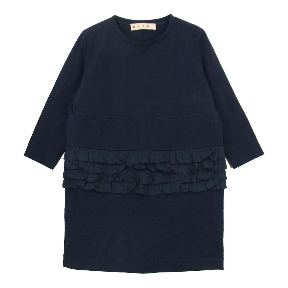 MARNI マルニ 国内正規品 イタリア製 フリル ワンピース ネイビー系 40【中古】