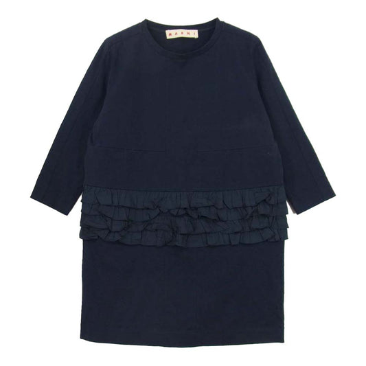 MARNI マルニ 国内正規品 イタリア製 フリル ワンピース ネイビー系 40【中古】