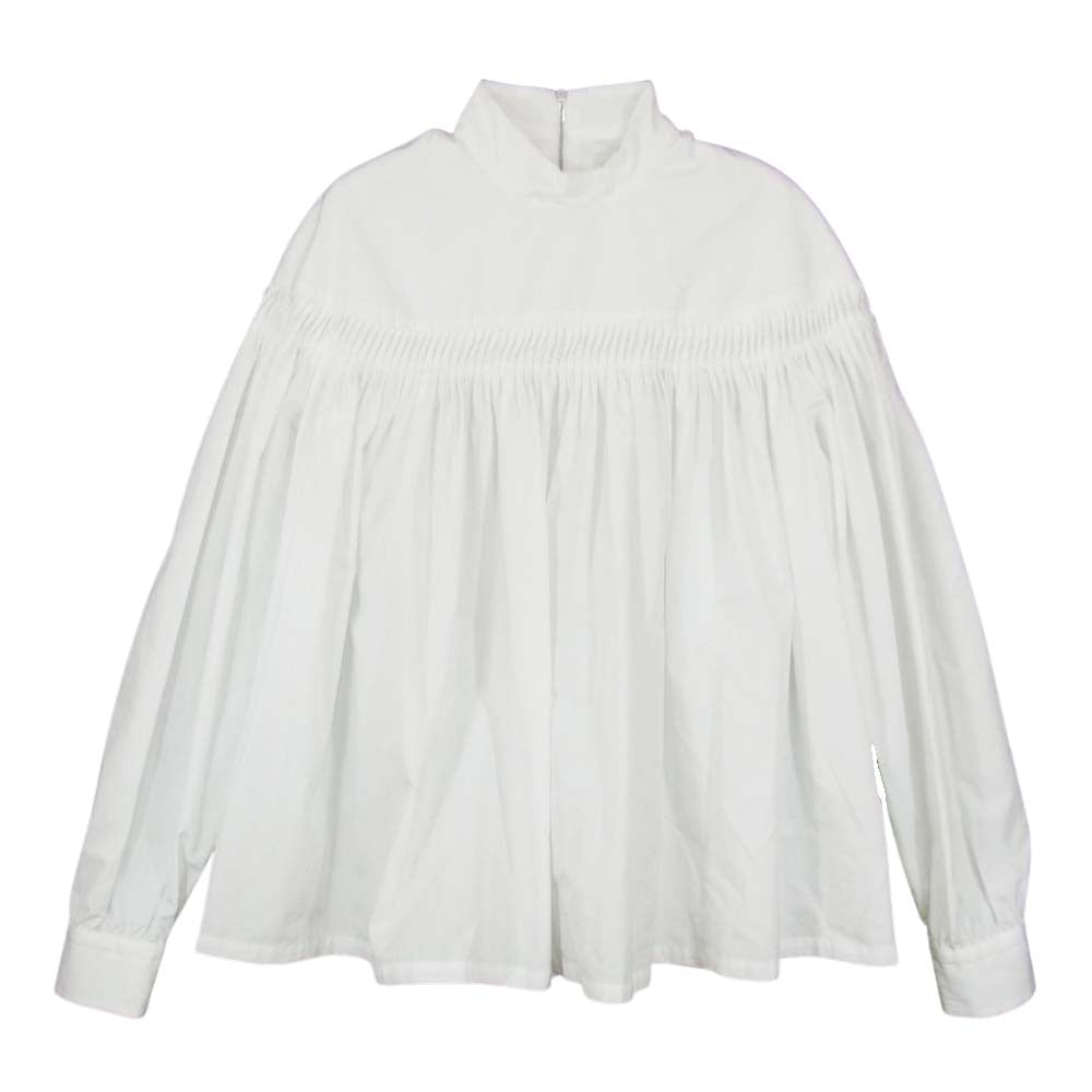 Scye サイ 20SS 1220-31067 ギザコットン ハイネック ピンタック プリーツ ブラウス ホワイト系 40【中古】