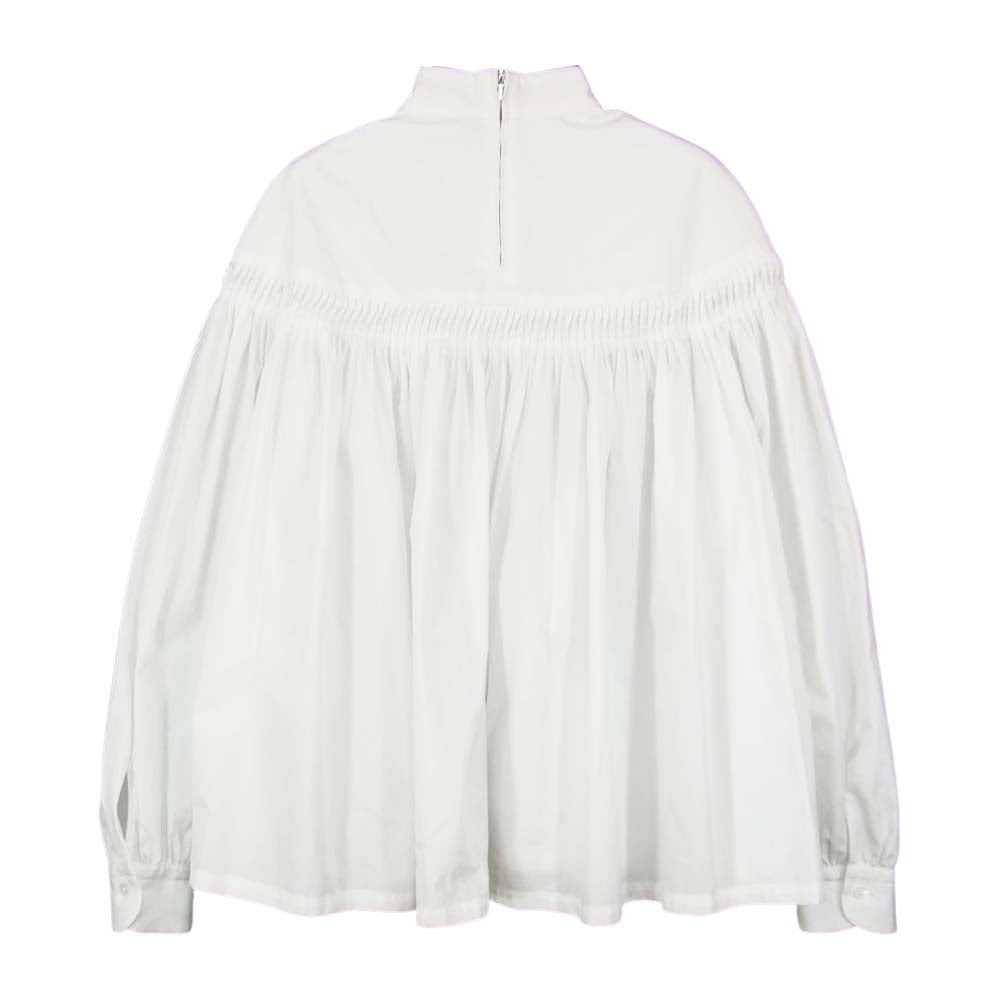 Scye サイ 20SS 1220-31067 ギザコットン ハイネック ピンタック プリーツ ブラウス ホワイト系 40【中古】