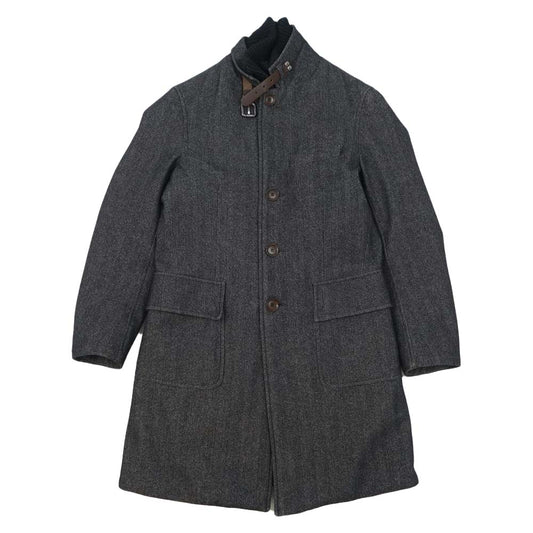 MONCLER モンクレール ヘリンボーンウール ダウン コート ダークグレー系 ブラック系【中古】