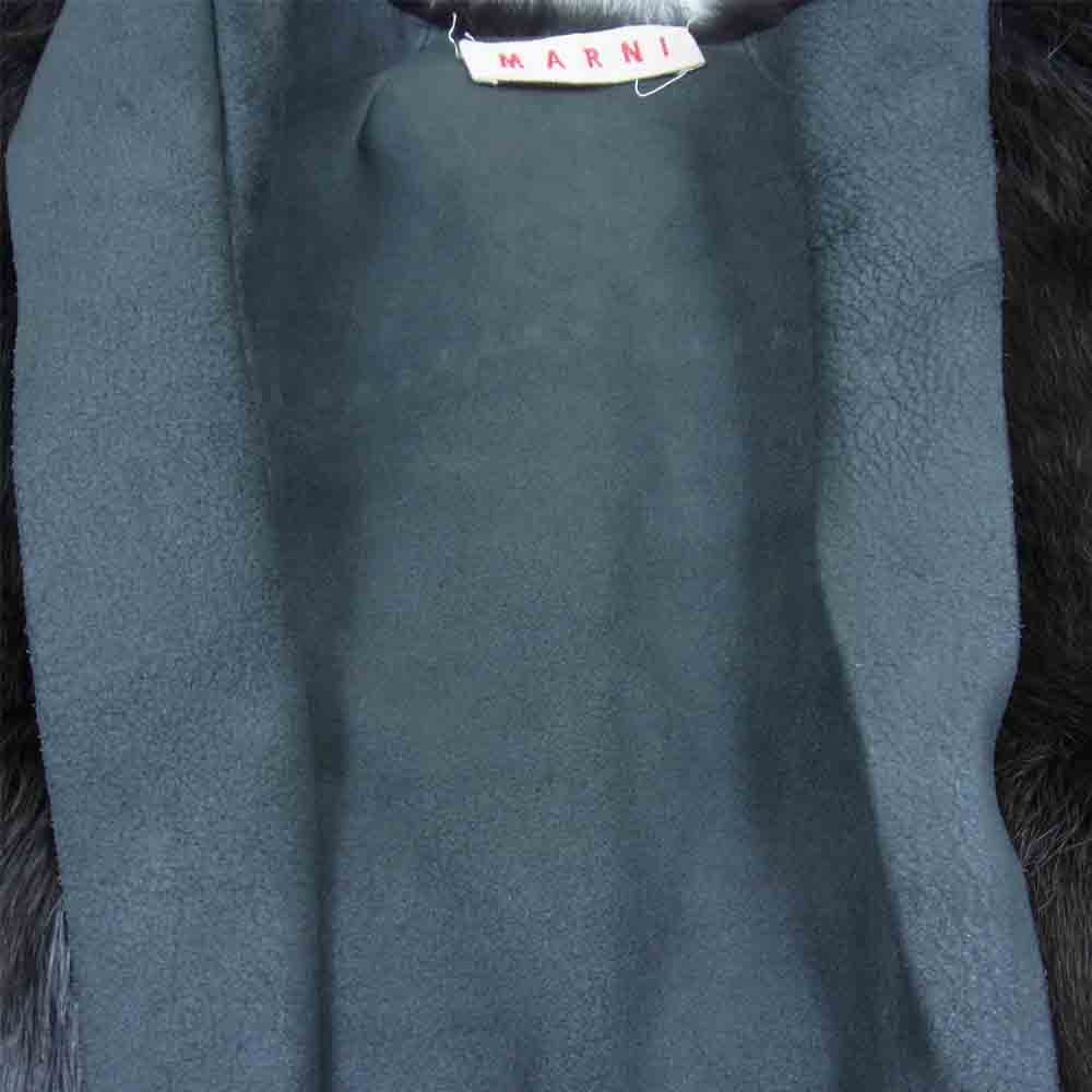 MARNI マルニ イタリア製 カーフレザー ファー 切替 ノースリーブ コクーンコート グレー系 40【中古】