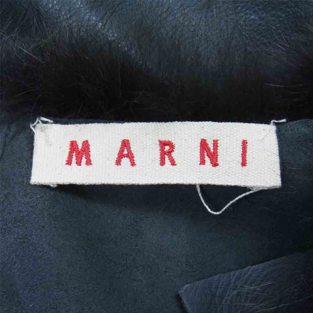MARNI マルニ イタリア製 カーフレザー ファー 切替 ノースリーブ コクーンコート グレー系 40【中古】