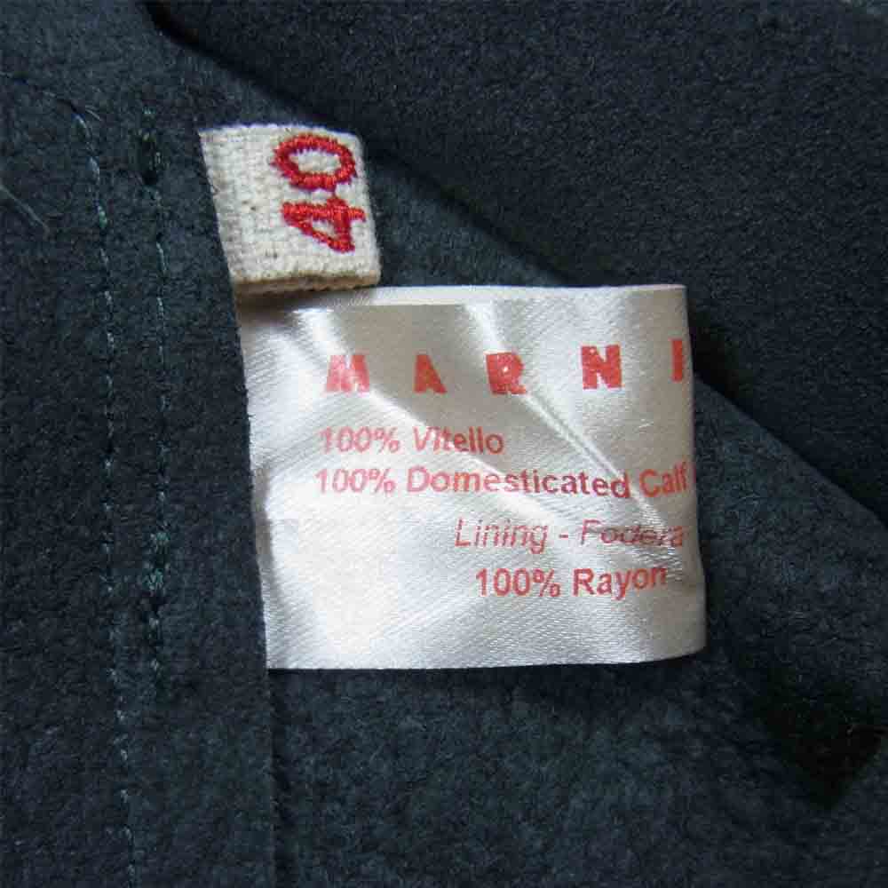 MARNI マルニ イタリア製 カーフレザー ファー 切替 ノースリーブ コクーンコート グレー系 40【中古】