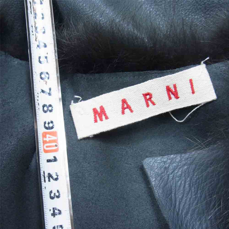 MARNI マルニ イタリア製 カーフレザー ファー 切替 ノースリーブ コクーンコート グレー系 40【中古】