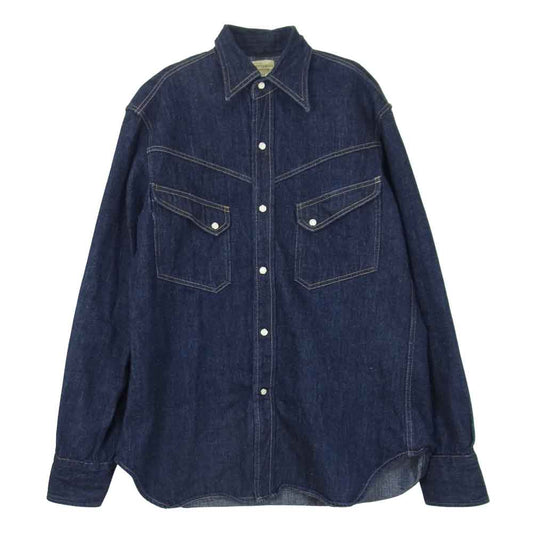 WAREHOUSE ウエアハウス 3001 LONG HORN TYPE DENIM WESTERN SHIRTS デニム ウエスタン シャツ インディゴブルー系 42【美品】【中古】