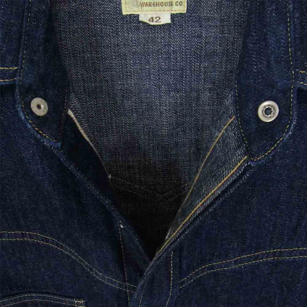 WAREHOUSE ウエアハウス 3001 LONG HORN TYPE DENIM WESTERN SHIRTS デニム ウエスタン シャツ インディゴブルー系 42【美品】【中古】