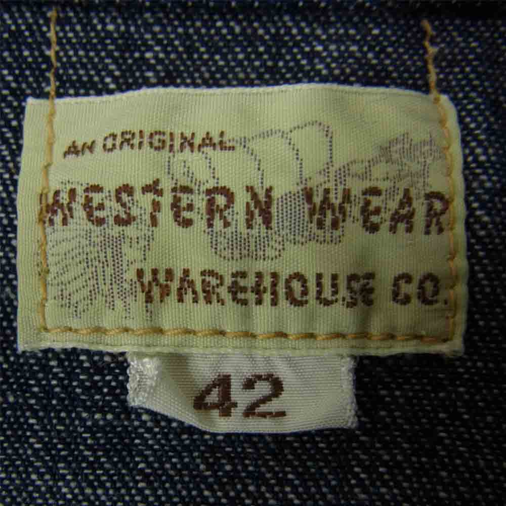 WAREHOUSE ウエアハウス 3001 LONG HORN TYPE DENIM WESTERN SHIRTS デニム ウエスタン シャツ インディゴブルー系 42【美品】【中古】