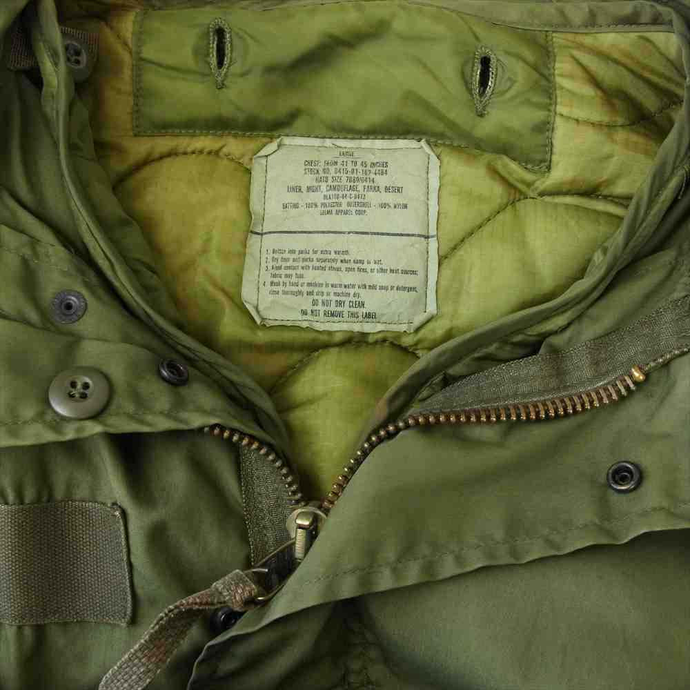 米軍 DLA100-83-C-0441 ヴィンテージ 80s M-65 キルトライニング付き フィッシュテール モッズコート カーキ系 L【中古】