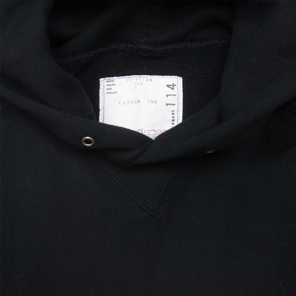 Sacai サカイ 20AW 20-0114S Einstein Hoodie アインシュタイン プルオーバー パーカー ブラック系 1【極上美品】【中古】