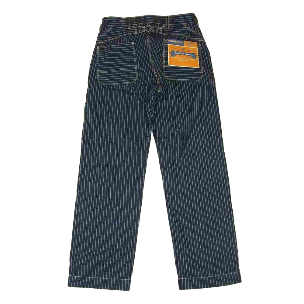 schott ショット 3136004 PERFECTO OLD HICKORY WORK PANTS ヒッコリー ワーク パンツ ネイビー系 28【中古】
