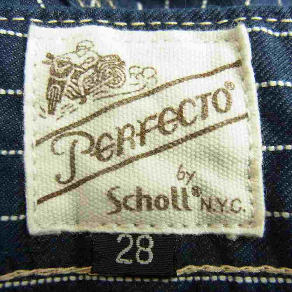 schott ショット 3136004 PERFECTO OLD HICKORY WORK PANTS ヒッコリー ワーク パンツ ネイビー系 28【中古】