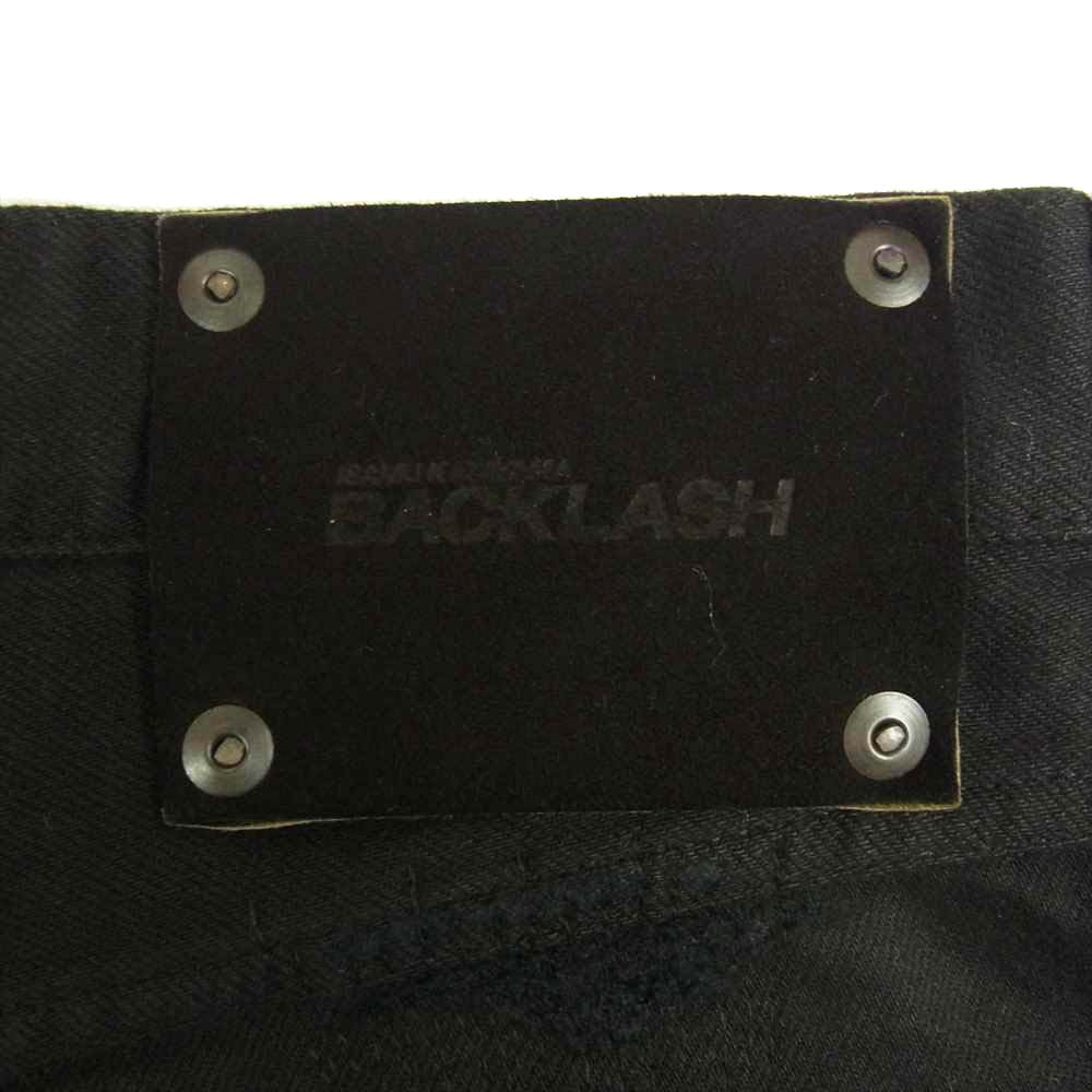 ISAMUKATAYAMA BACKLASH イサムカタヤマバックラッシュ B1801-02 ホースレザーリペア加工 タイトストレート クラッシュデニム パンツ ブラック系 S【中古】