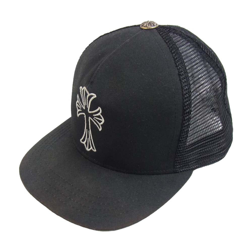 CHROME HEARTS クロムハーツ（原本無） CHクロス 刺繍 トラッカー キャップ ブラック系【中古】
