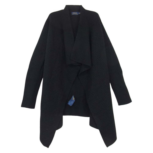 POLO RALPH LAUREN ポロ・ラルフローレン 国内正規品 カシミヤ混 ドレープ カーディガン ブラック系 XS【中古】
