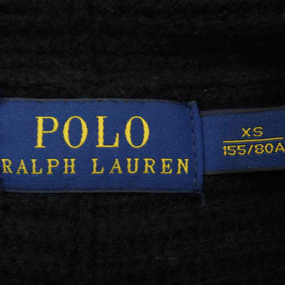 POLO RALPH LAUREN ポロ・ラルフローレン 国内正規品 カシミヤ混 ドレープ カーディガン ブラック系 XS【中古】