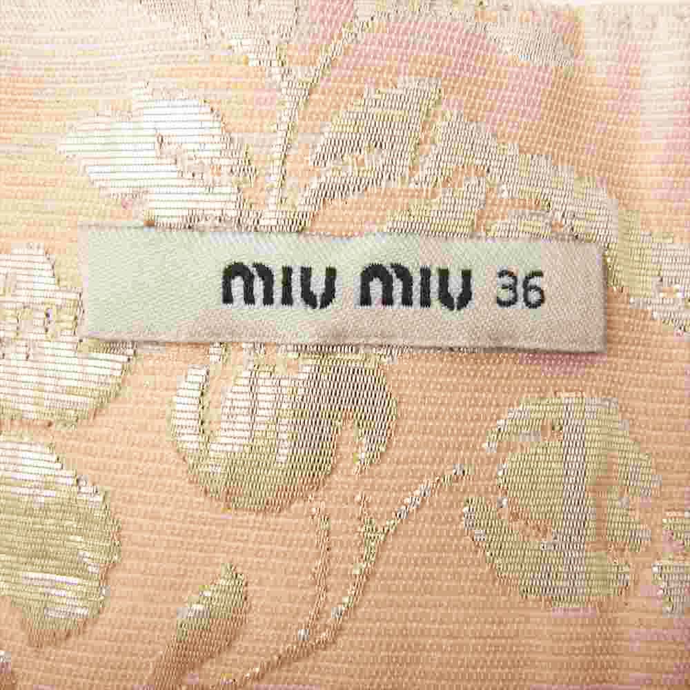 MIUMIU ミュウミュウ AMM1 2014 436 MG708 1HXD フラワージャガード ミニスカート ピンク系 36【中古】