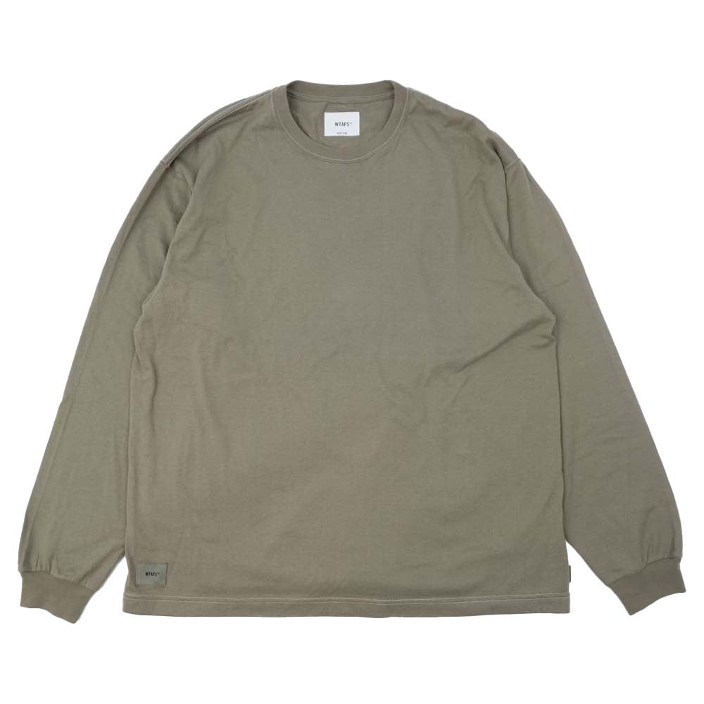 WTAPS ダブルタップス 21AW 212ATDT-CSM22 BLANK 02 / LS / COTTON 反毛生地混紡コットン ロングスリーブ Tシャツ カーキ系 X 02【美品】【中古】