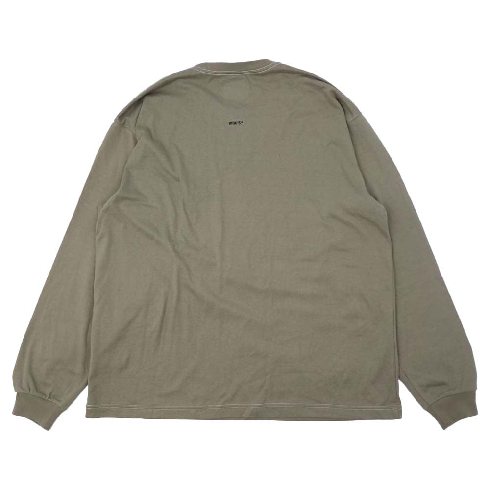 WTAPS ダブルタップス 21AW 212ATDT-CSM22 BLANK 02 / LS / COTTON 反毛生地混紡コットン ロングスリーブ Tシャツ カーキ系 X 02【美品】【中古】