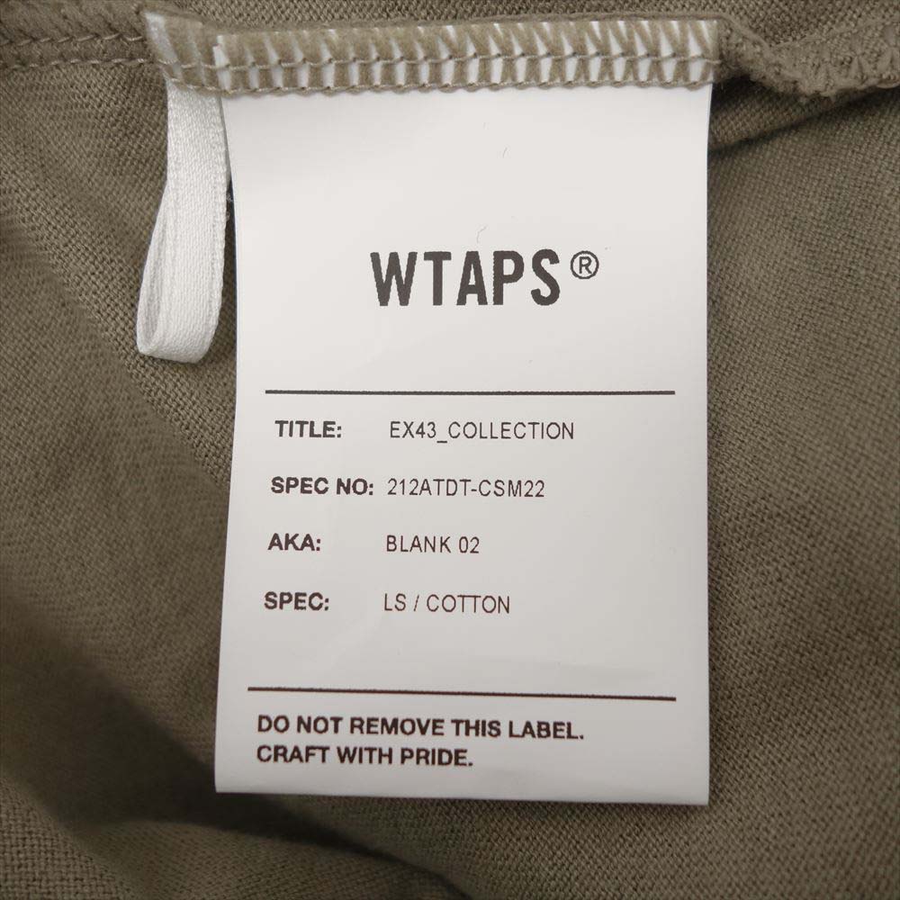 WTAPS ダブルタップス 21AW 212ATDT-CSM22 BLANK 02 / LS / COTTON 反毛生地混紡コットン ロングスリーブ Tシャツ カーキ系 X 02【美品】【中古】