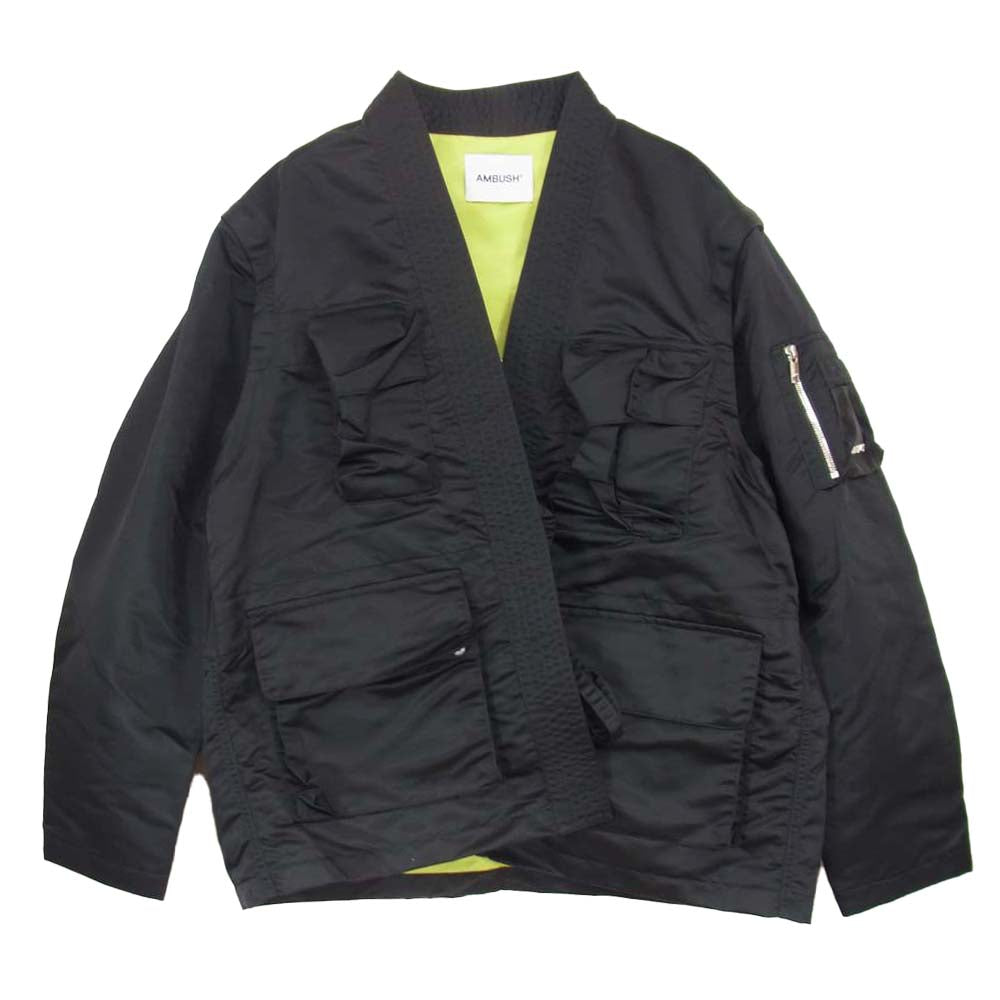 AMBUSH アンブッシュ KIMONO JACKET ナイロンツイル 着物 ジャケット ブラック系 50【美品】【中古】