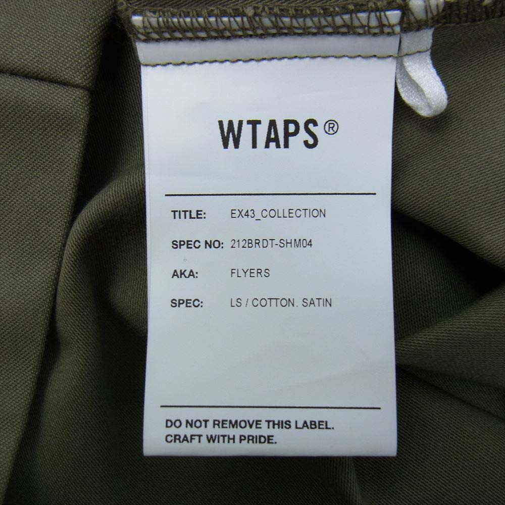 WTAPS ダブルタップス 21AW 212BRDT-SHM04 FLYERS / LS / COTTON. SATIN バックサテン ユーティリティ シャツ カーキ系 X 01【美品】【中古】