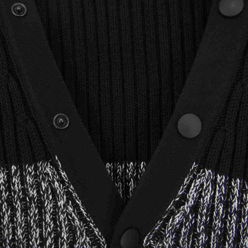 BALENCIAGA バレンシアガ 20SS 606898 T3162 BB CARDIGAN バックBBロゴ ボーダー スナップ カーディガン ブラック系 L【美品】【中古】